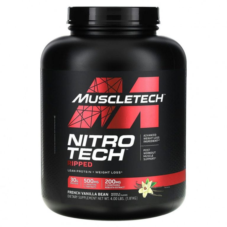 Muscletech, Nitro Tech Ripped, чистый протеин + формула для похудения, французская ваниль, 1,81 кг (4 фунта)