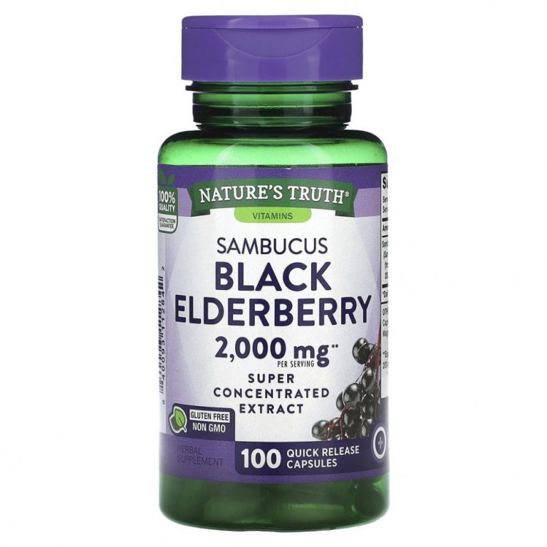 Nature’s Truth, Sambucus Black Elderberry, 1000 мг, 100 капсул быстрого высвобождения