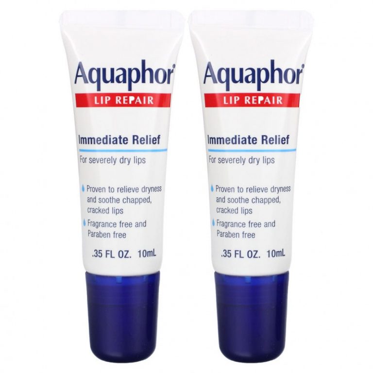 Aquaphor, Lip Repair, немедленное облегчение, без отдушек, 2 тюбика по 10 мл (0,35 жидк. Унции)