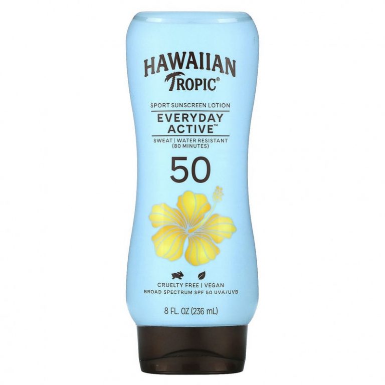 Hawaiian Tropic, Island Sport, солнцезащитное средство с широким спектром защиты, SPF 50, легкий тропический аромат, 236 мл