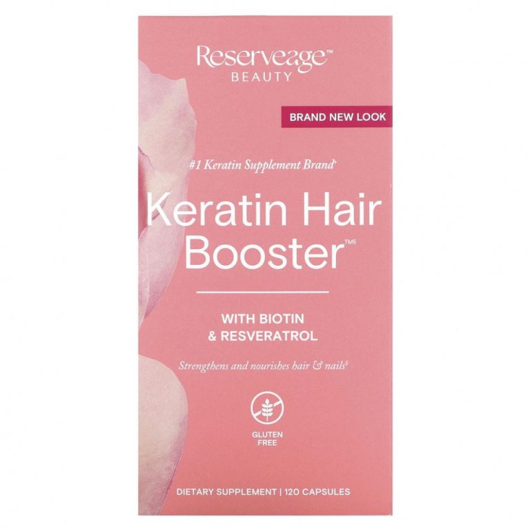 ReserveAge Nutrition, Keratin Hair Booster с биотином и ресвератролом, 120 капсул