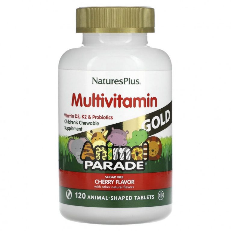 NaturesPlus, Source of Life, Animal Parade Gold, добавка для детей с мультивитаминами и микроэлементами, натуральный ароматизатор «Вишня», 120 таблеток в форме животных