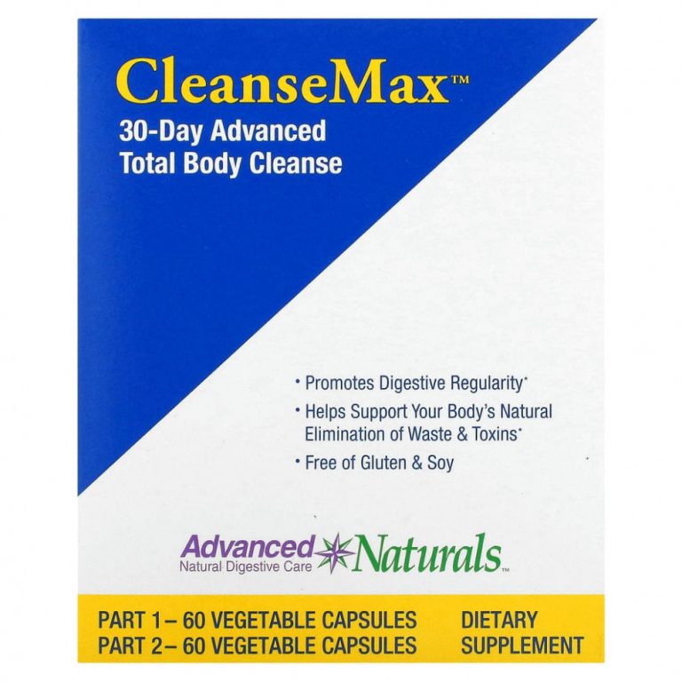 Advanced Naturals, CleanseMax, улучшенное средство для всего тела за 30 дней, 2 флакона, 60 растительных капсул в каждом