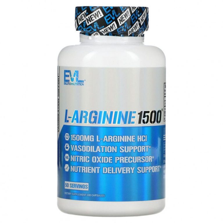 EVLution Nutrition, L-аргинин 1500, 100 капсул