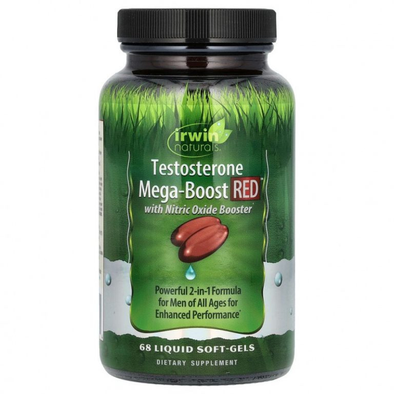 Irwin Naturals, Testosterone Mega-Boost RED, повышение уровня тестостерона, 68 капсул с жидкостью