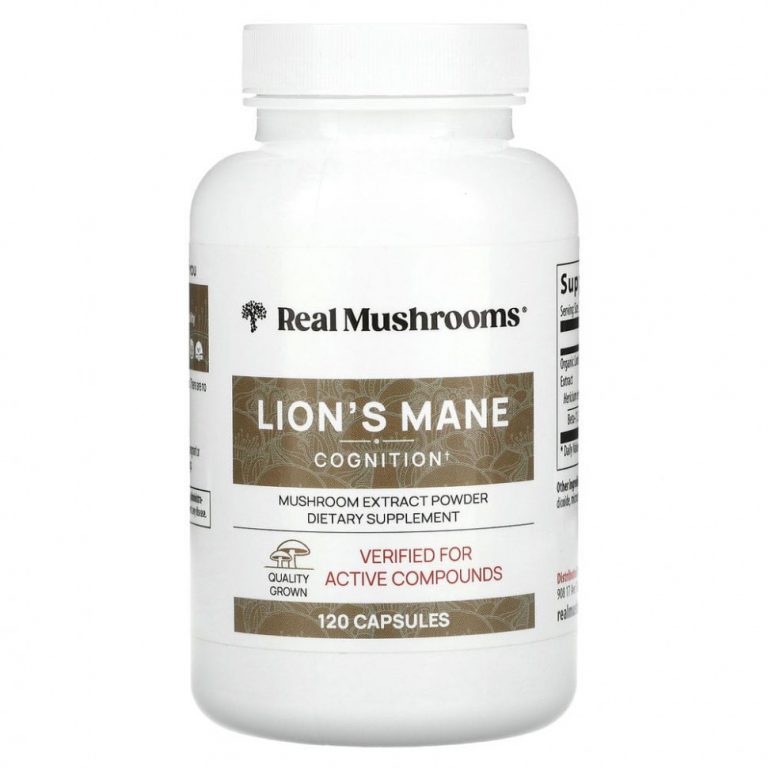 Real Mushrooms, Lion’s Mane, Cognition, 120 капсул