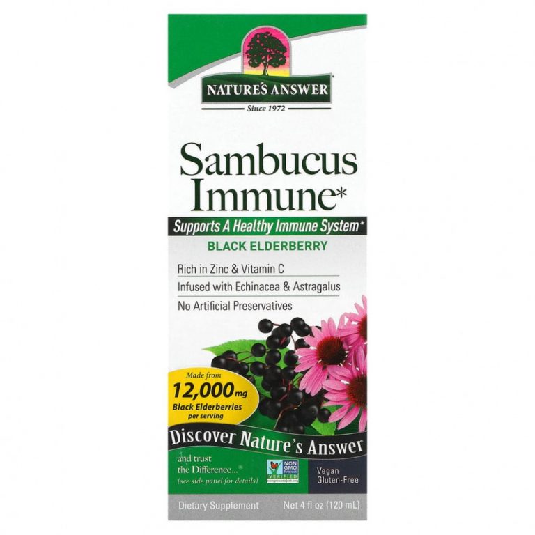 Nature’s Answer, Sambucus Immune, настой эхинацеи и астрагала, 12 000 мг, 120 мл (4 жидких унции)