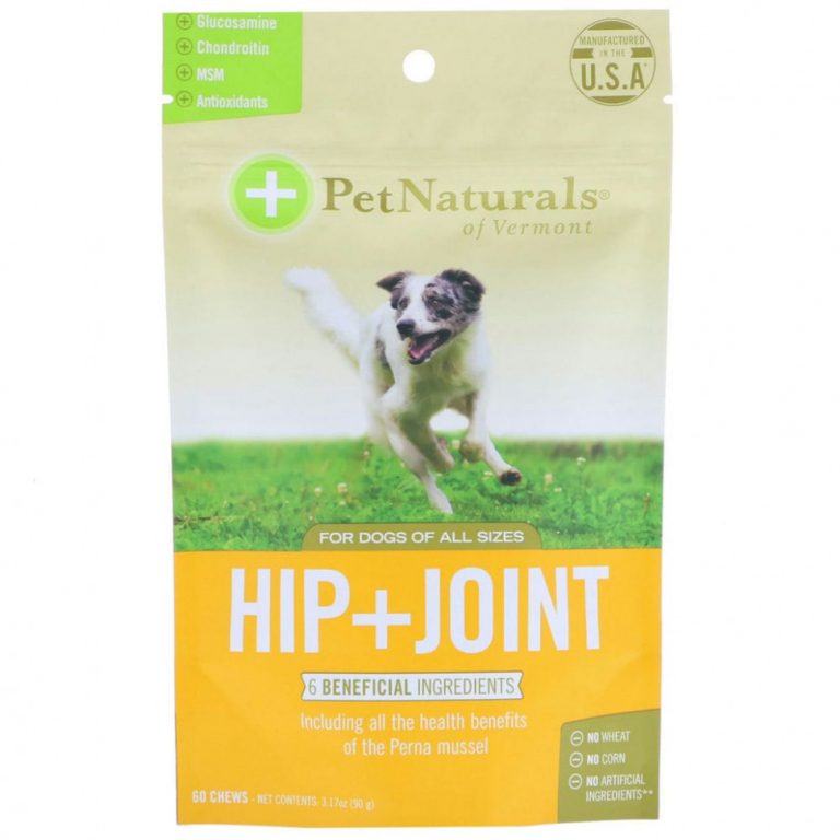 Pet Naturals of Vermont, ‘Бедра и суставы’, лечебный корм для собак, 60 жевательных кусочков, 3,17 унции (90 г)