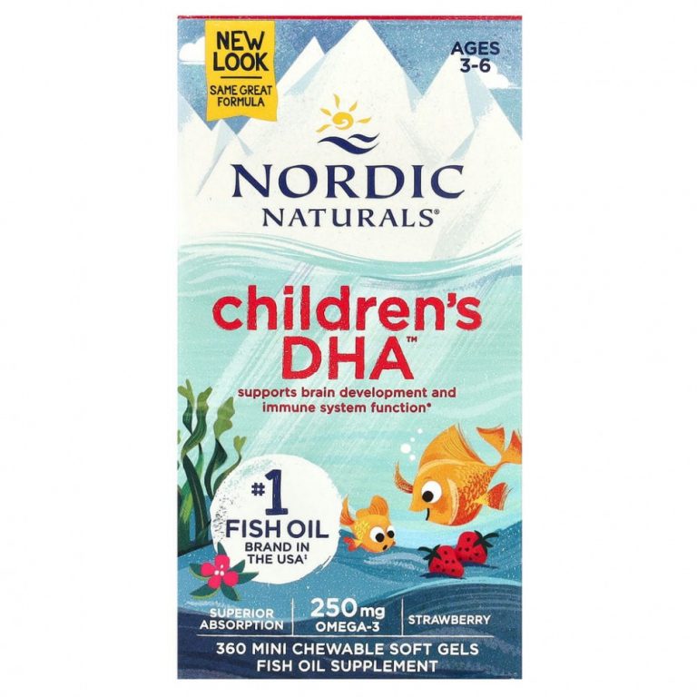 Nordic Naturals, ДГК для детей, клубника, для детей 3–6 лет, 250 мг, 360 желатиновых мини-капсул