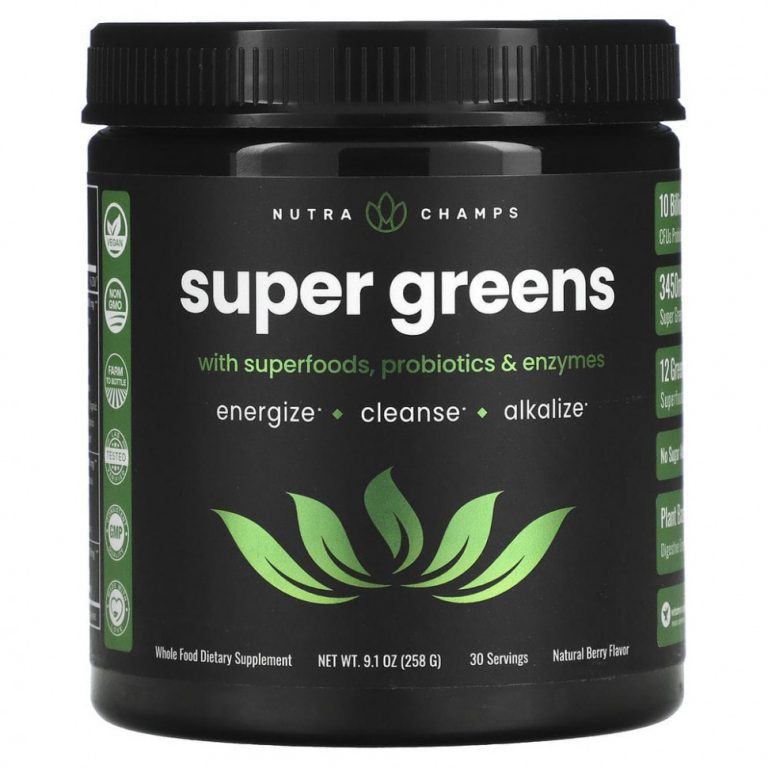 NutraChamps, Super Greens, натуральные ягоды, 258 г (9,1 унции)