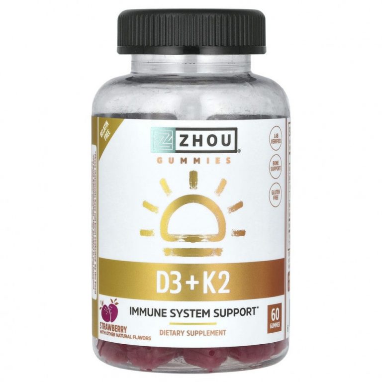 Zhou Nutrition, K2 + D3, клубника, 60 жевательных таблеток