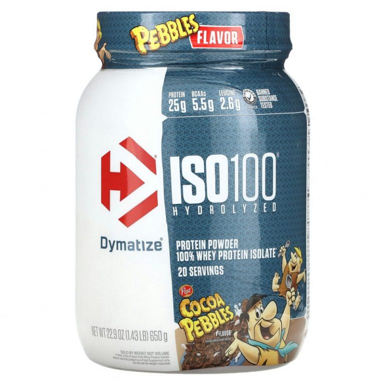 Dymatize, ISO100, гидролизованный, 100% изолят сывороточного протеина, галька какао, 640 г (1,4 фунта)