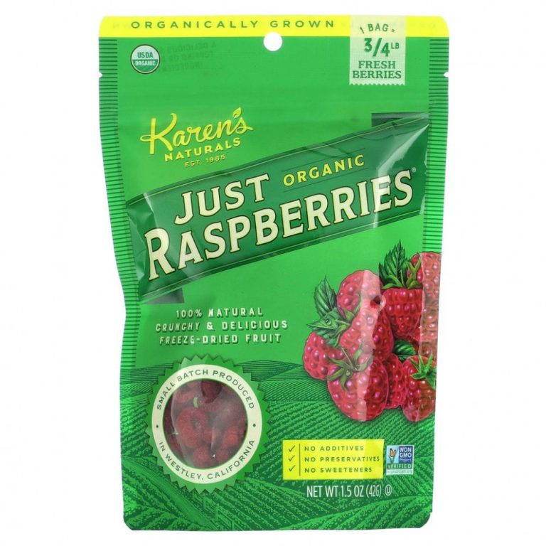 Karen’s Naturals, Organic Just Raspberries, органическая малина, 42 г (1,5 унции)