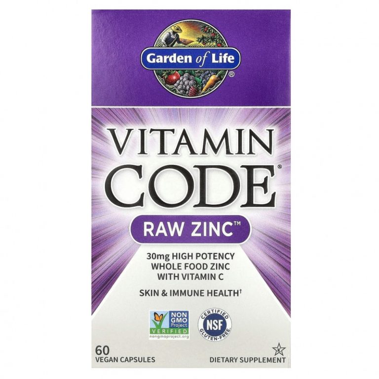 Garden of Life, Vitamin Code, RAW Zinc, 60 веганских капсул