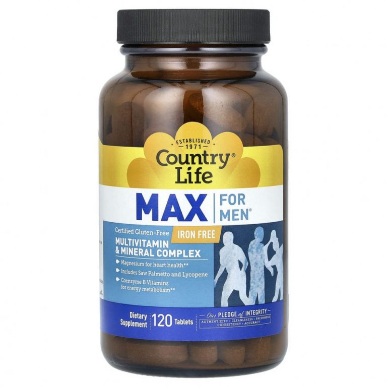 Country Life, Max for Men, комплекс мультивитаминов и микроэлементов для мужчин, не содержит железа, 120 таблеток