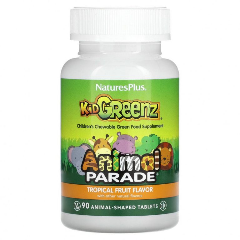 NaturesPlus, Source of Life, Animal Parade, Kid Greenz, вкус натуральных тропических фруктов, 90 животных