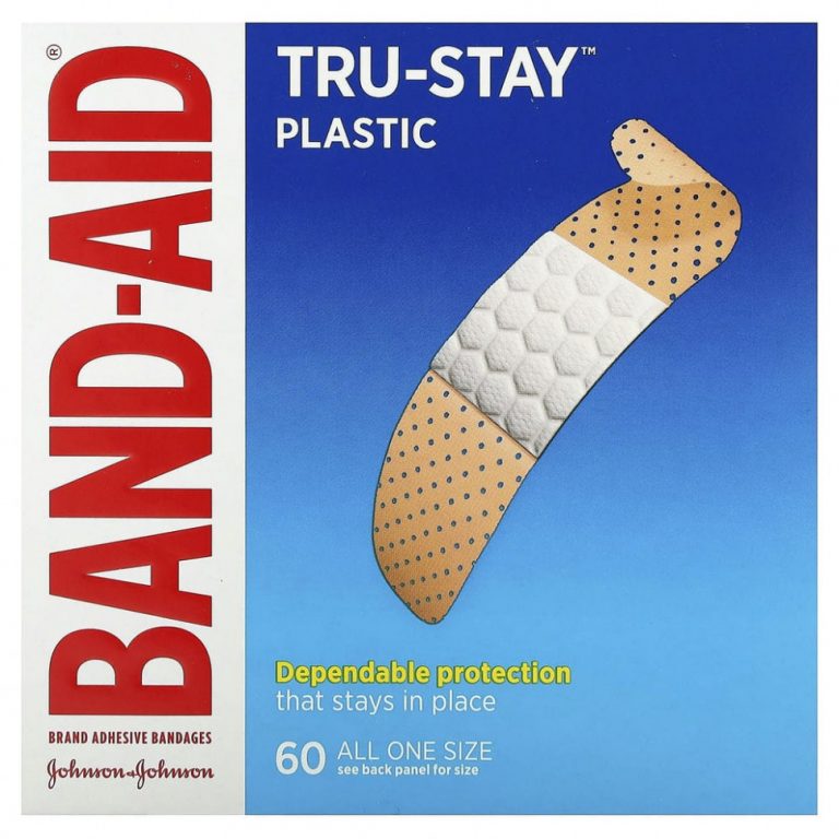 Band Aid, Tru-Stay, пластиковые пластыри, 60 шт.