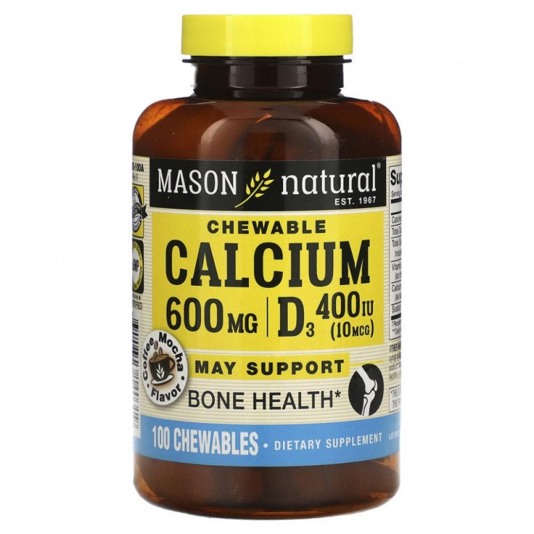 Mason Natural, Chewable Calcium + D3, вкус кофе-мокко, 600 мг, 100 жевательных таблеток