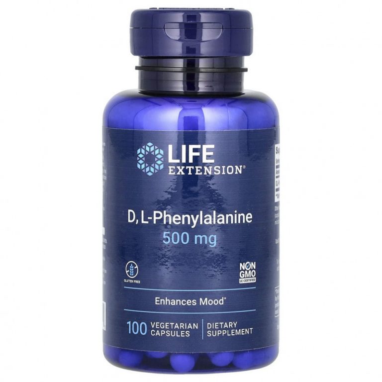 Life Extension, D, L-фенилаланин, 500 мг, 100 вегетарианских капсул