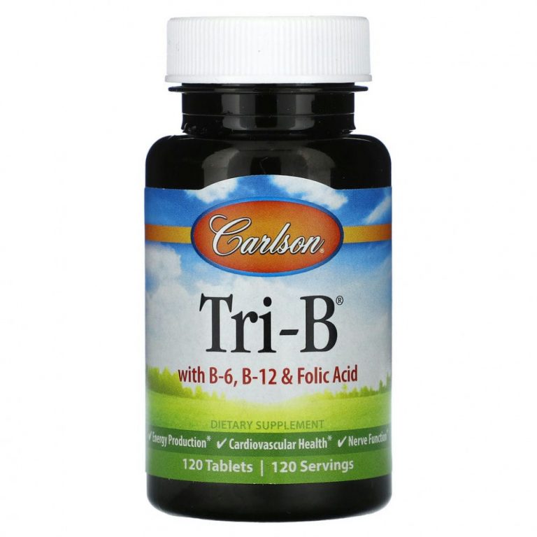 Carlson, Tri-B с витаминами B6, B12 и фолиевой кислотой, 120 таблеток