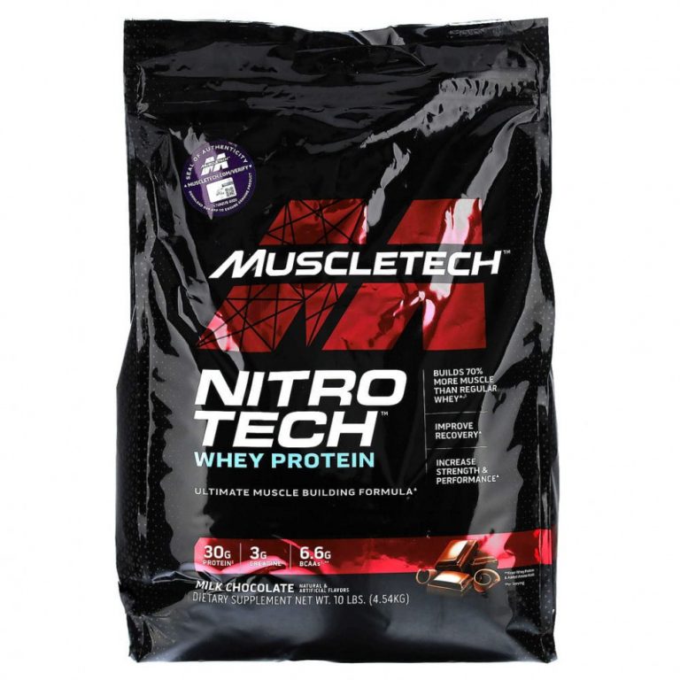 Muscletech, Nitro Tech, сывороточный изолят и пептиды для роста сухой мышечной массы, со вкусом молочного шоколада, 4,54 кг (10 фунтов)