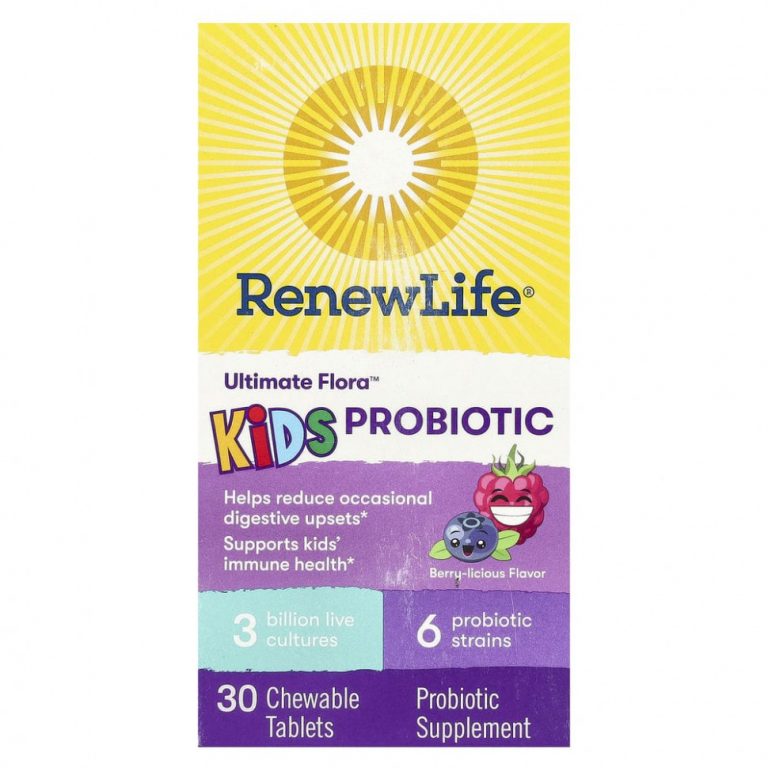 Renew Life, Ultimate Flora, пробиотик для детей, ягодный вкус, 3 млрд живых культур, 30 жевательных таблеток