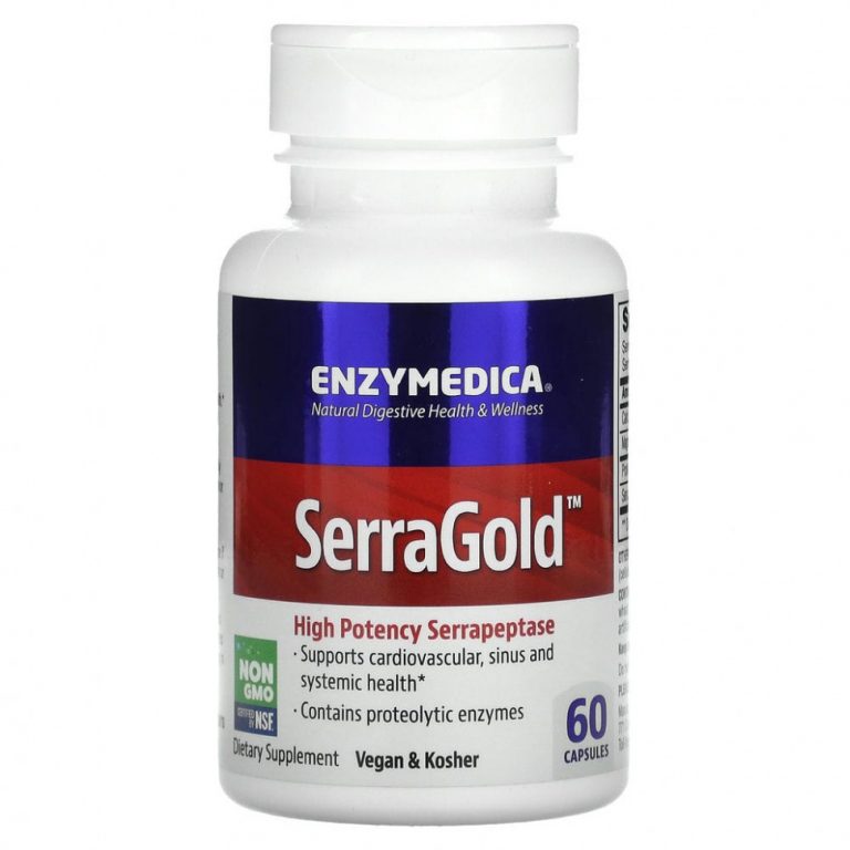 Enzymedica, SerraGold, высокоэффективная серрапептаза, 60 капсул