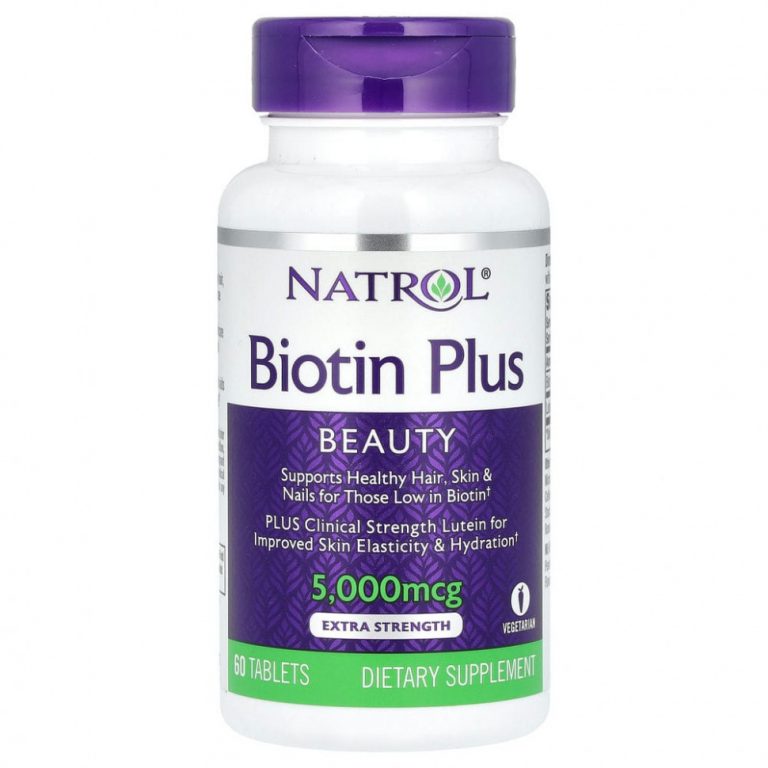 Natrol, Biotin Plus, повышенная эффективность, 5000 мкг, 60 таблеток