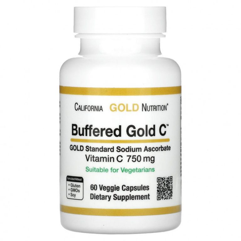 California Gold Nutrition, буферизованный витамин C в капсулах, 750 мг, 60 растительных капсул