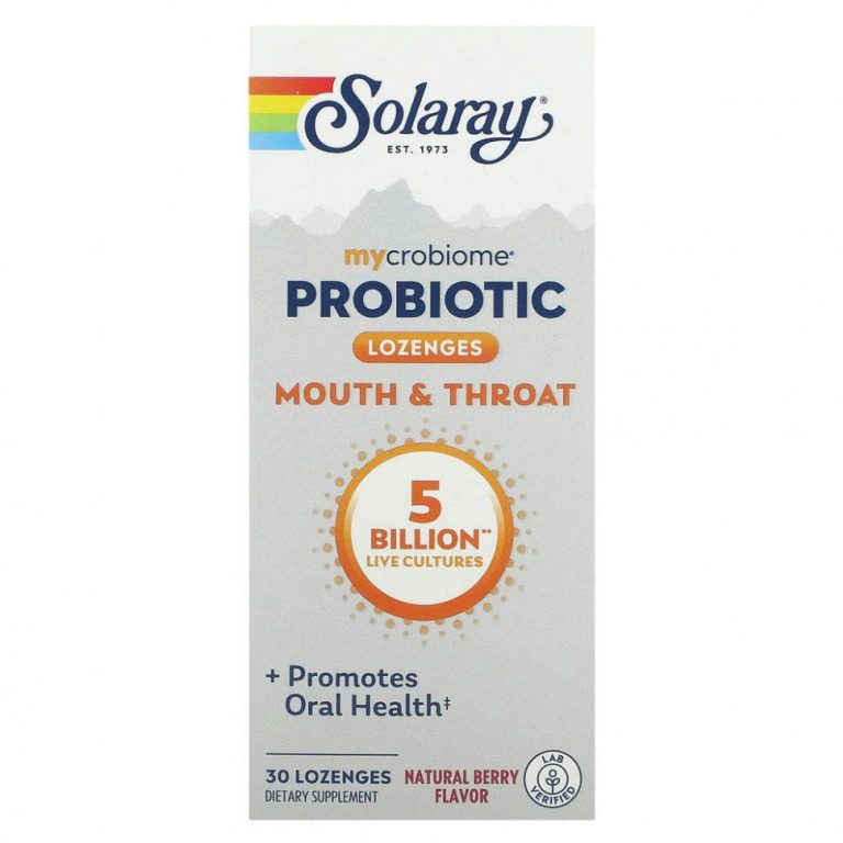 Solaray, Mycrobiome Probiotic, Mouth and Throat, со вкусом ягод, 5 млрд, 30 леденцов