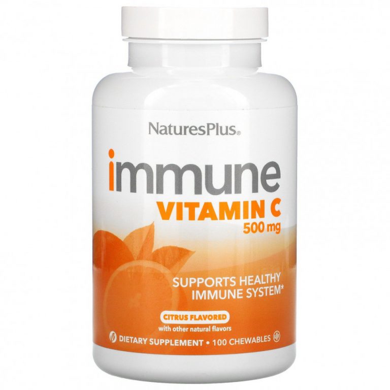 NaturesPlus, Immune Vitamin C, Citrus Flavored, 500 mg, 100 Chewables