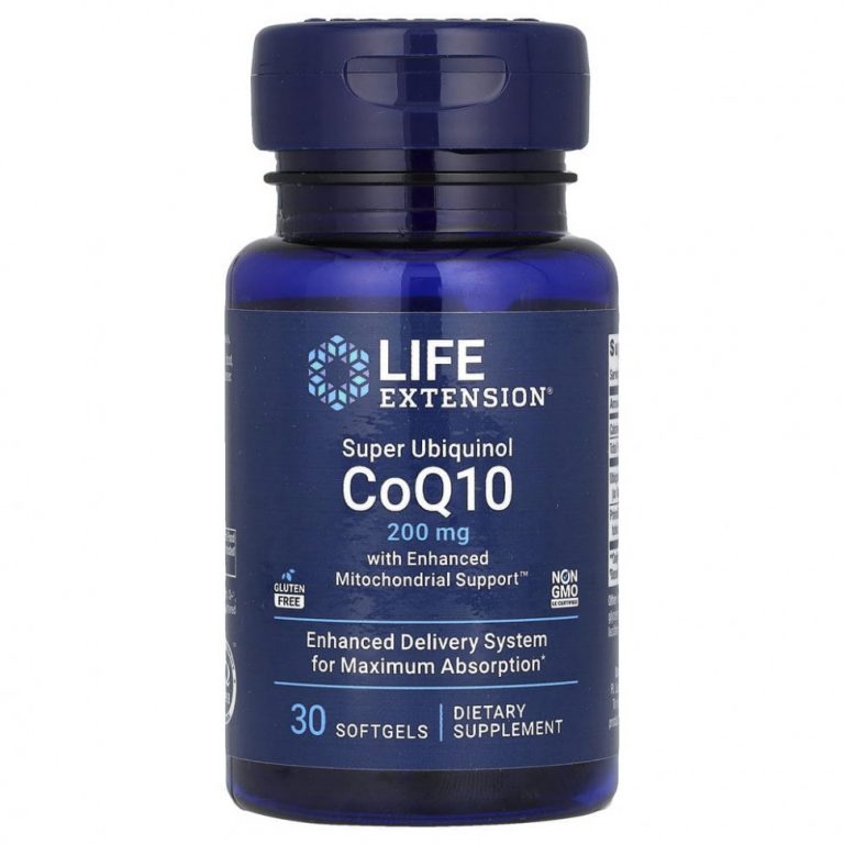 Life Extension, Super Ubiquinol CoQ10 с улучшенной поддержкой митохондрий, 200 мг, 30 гелевых капсул