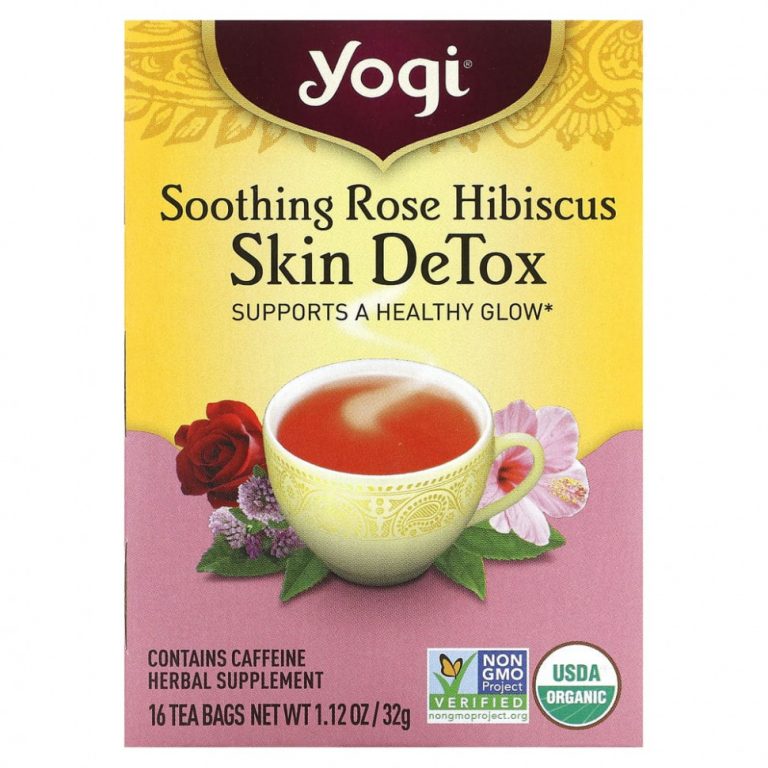 Yogi Tea, Skin DeTox, успокаивающий чай с розой и гибискусом, 16 чайных пакетиков, 32 г (1,12 унции)