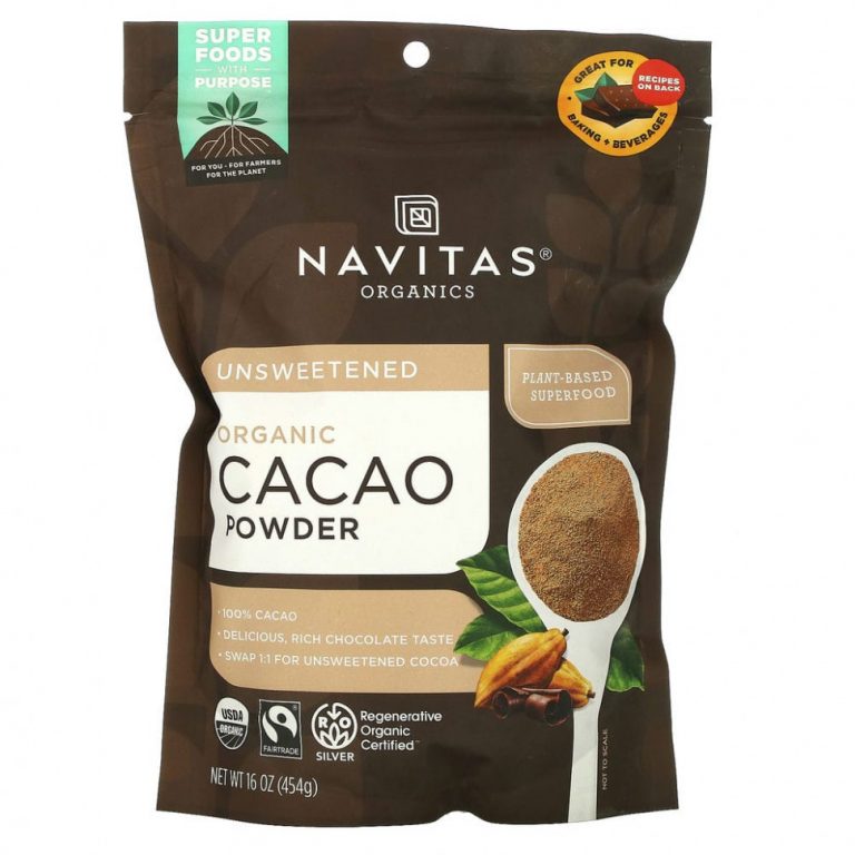 Navitas Organics, Органический какао-порошок, 454 г (16 унций)