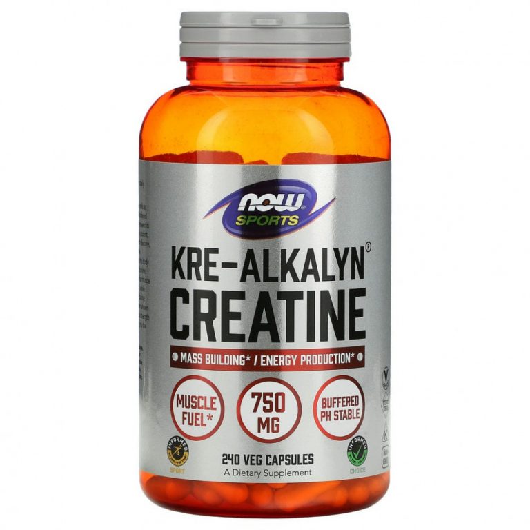 NOW Foods, Kre-Alkalyn Creatine для активного образа жизни, 750 мг, 240 вегетарианских капсул