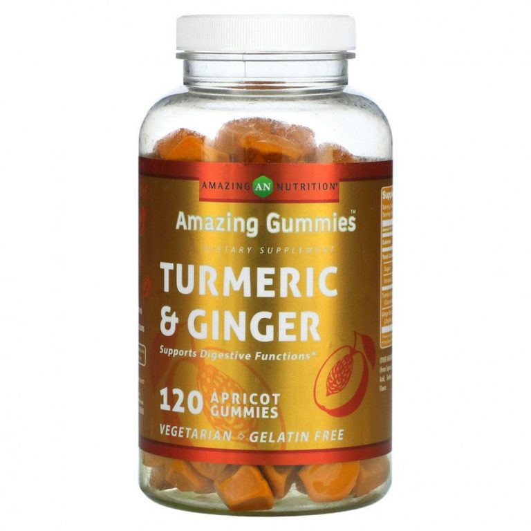 Amazing Nutrition, Amazing Gummies, куркума и имбирь, абрикос, 120 жевательных таблеток