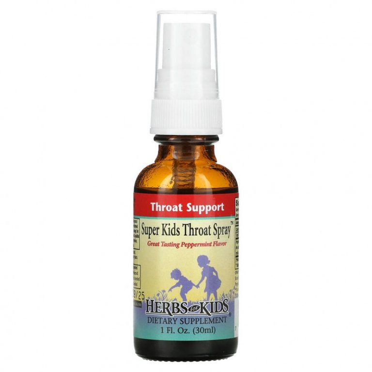 Herbs for Kids, Детский спрей для горла Super Kids Throat Spray со вкусом перечной мяты, 30 мл (1 жидкая унция)