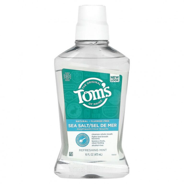 Tom’s of Maine, Жидкость для полоскания рта с морской солью, без фтора, освежающая мята, 473 мл (16 жидк. Унций)