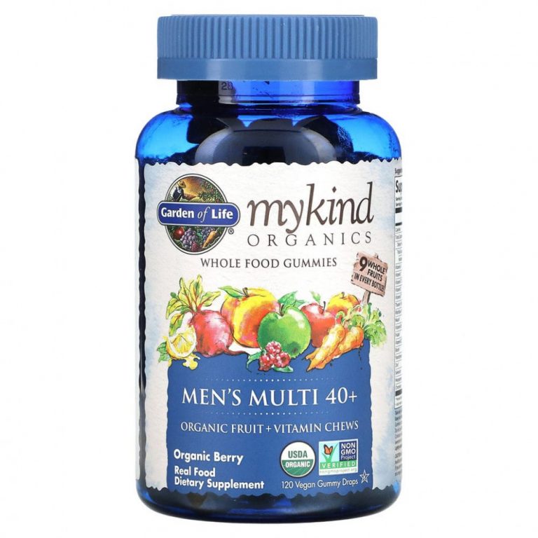 Garden of Life, MyKind Organics, мультивитаминный комплекс для мужчин 40+, органические ягоды, 120 веганских жевательных таблеток