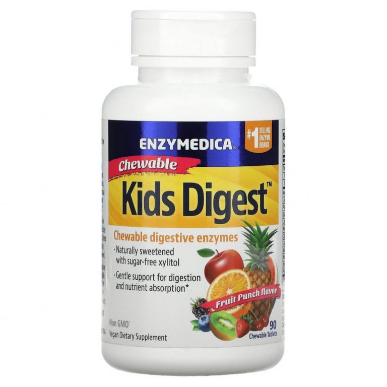 Enzymedica, Kids Digest, жевательные пищеварительные ферменты, фруктовый пунш, 90 жевательных таблеток