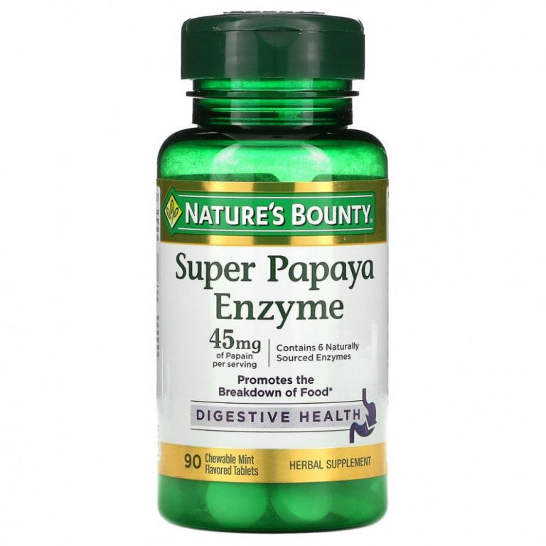 Nature’s Bounty, Super Papaya Enzyme, мята, 15 мг, 90 жевательных таблеток