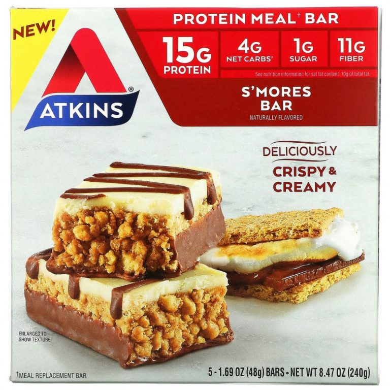 Atkins, Protein Meal Bar, батончик S’mores, 5 батончиков, 48 г (1,69 унции)