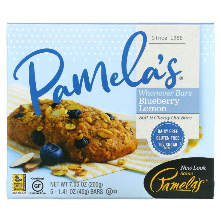 Pamela’s Products, Wheever Bars, овес, черника и лимон, 5 батончиков, 40 г (1,41 унции) каждый