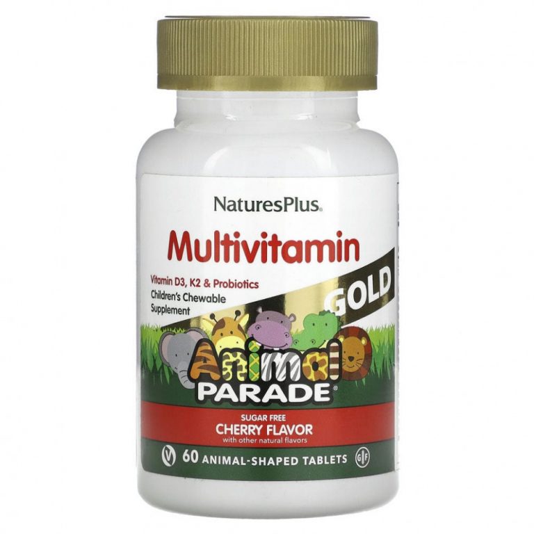 NaturesPlus, Source of Life, Animal Parade Gold, жевательные мультивитамины с микроэлементами для детей, со вкусом вишни, 60 таблеток в форме животных