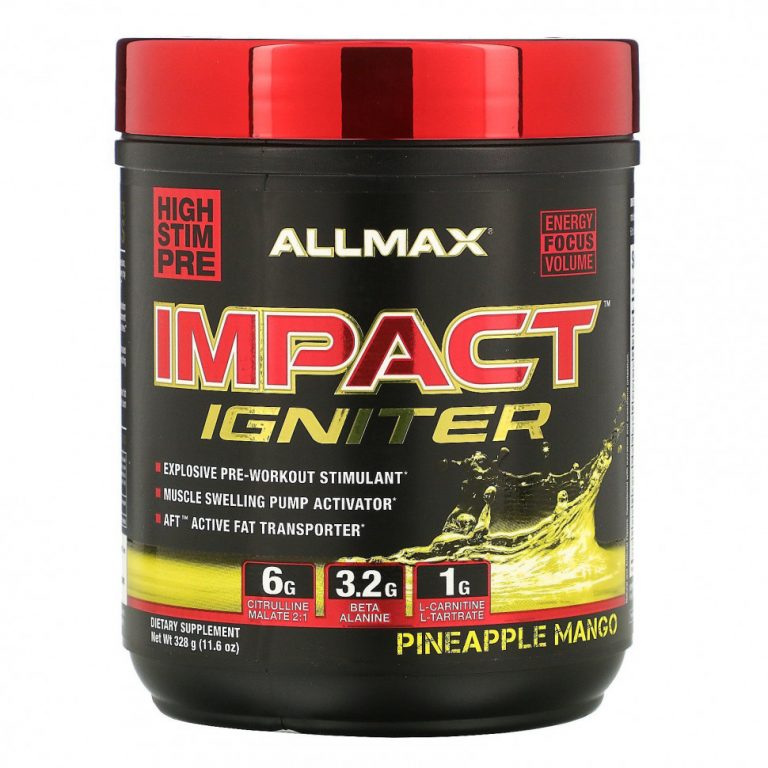 ALLMAX Nutrition, Impact Igniter, предтренировочный комплекс, ананас и манго, 11,6 унц. (328 г)