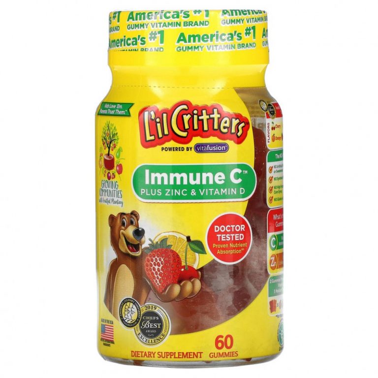 L’il Critters, Immune C, витамин С с цинком и витамином D, 60 жевательных таблеток