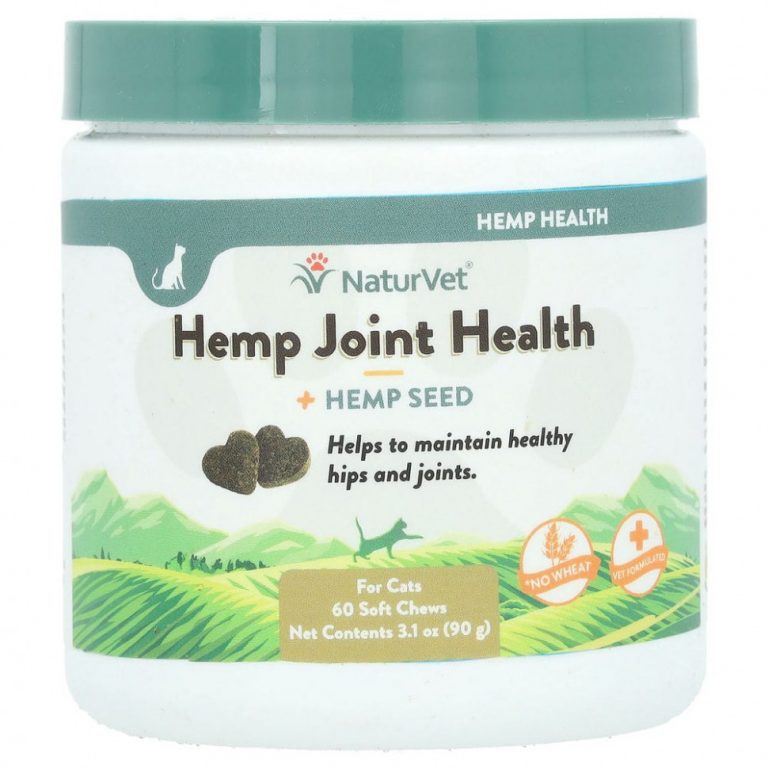 NaturVet, Hemp Joint Health Plus Hemp Seed, для кошек, 60 жевательных таблеток, 90 г (3 унции)