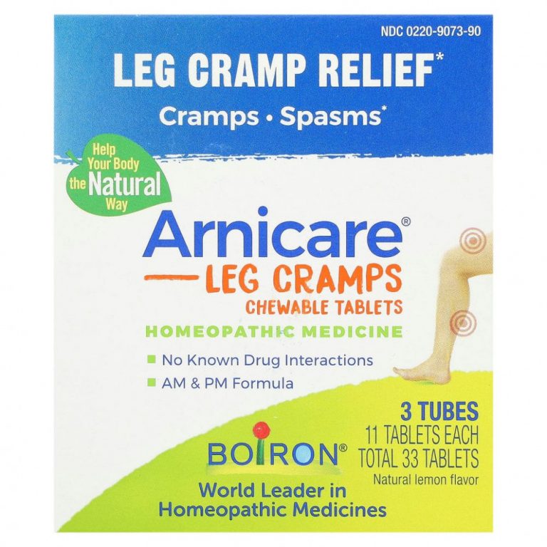 Boiron, Arnicare Leg Cramps, облегчение судороги ног, 3 тюбика, 11 жевательных таблеток в тюбике