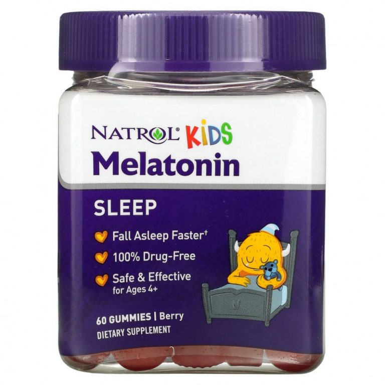 Natrol, Kids, мелатонин, для детей от 4 лет, ягодный вкус, 60 жевательных конфет