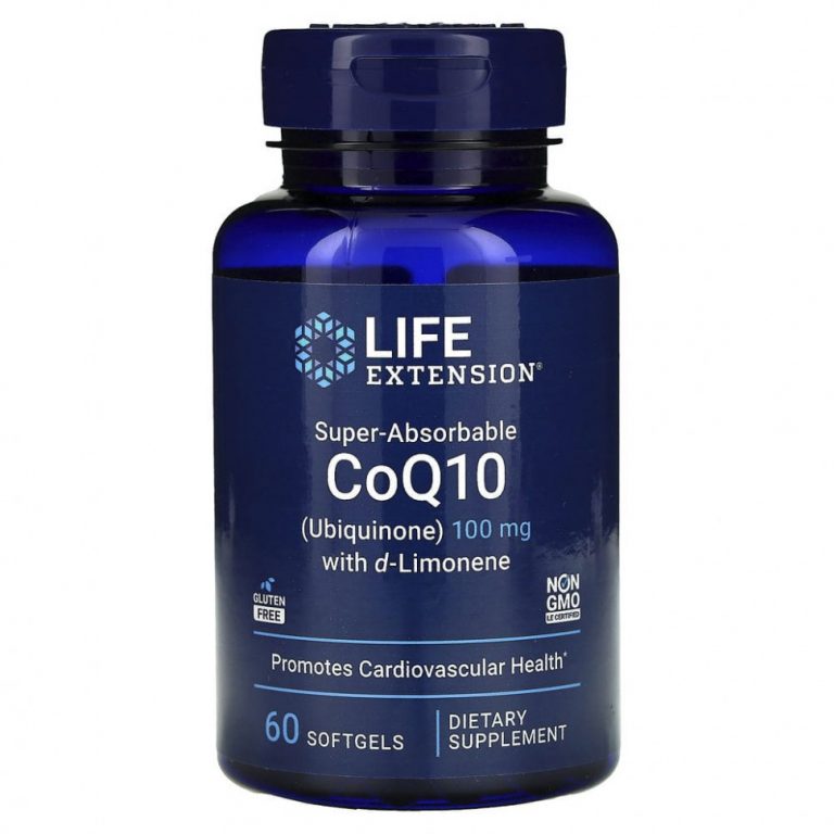 Life Extension, Super-Absorbable CoQ10, суперусваиваемый коэнзим Q10 (убихинон) с d-лимоненом, 100 мг, 60 капсул